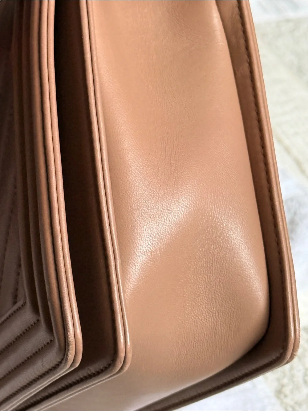 CHANEL Chevron Quilted Medium Boy Bag in Beige - Picture 12 of 14